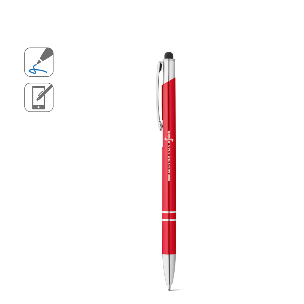 GALBA. Aluminium ball pen with touch tip and clip