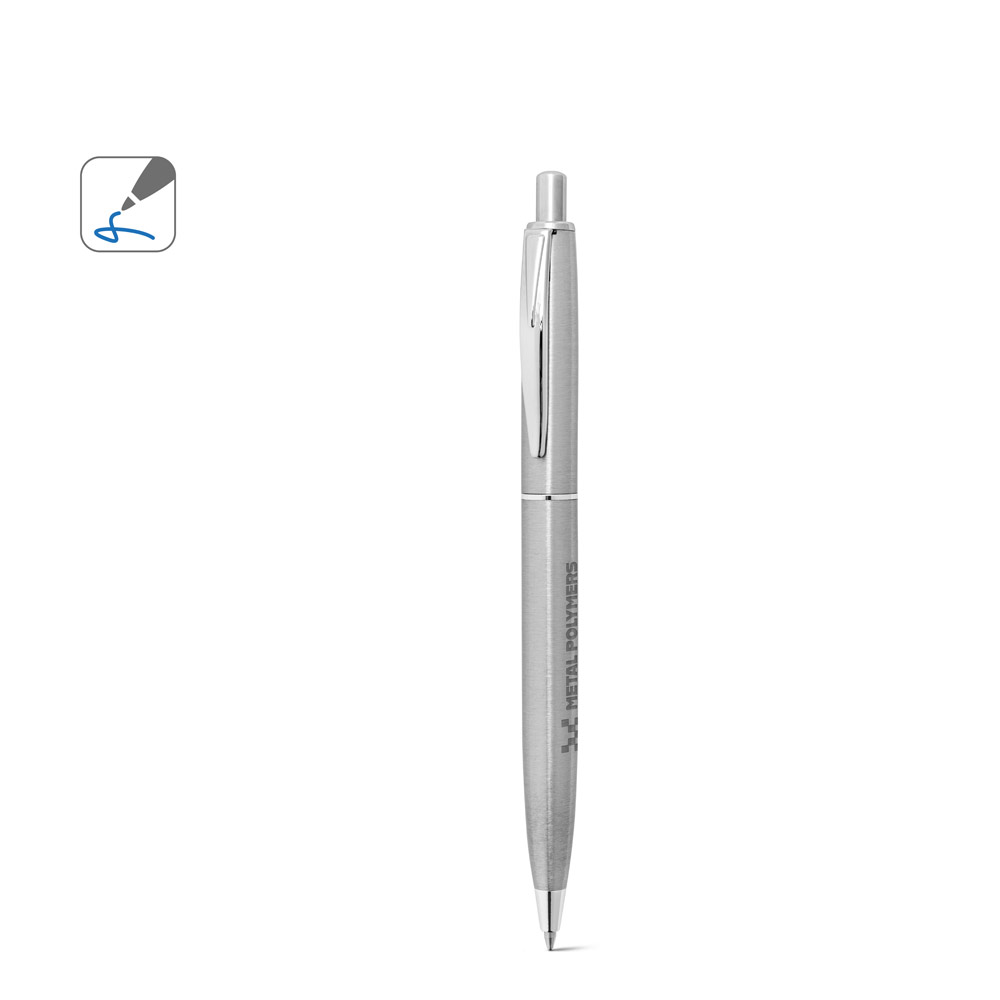 DOOLI. Stainless steel ballpoint pen (53% recycled), with shiny body