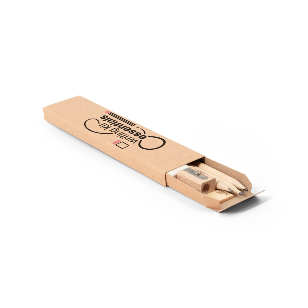 GEOFFREY. Versatile writing set consisting of pencil, sharpener, eraser and ruler