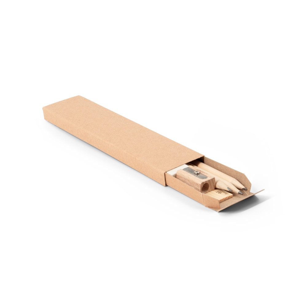 GEOFFREY. Versatile writing set consisting of pencil, sharpener, eraser and ruler