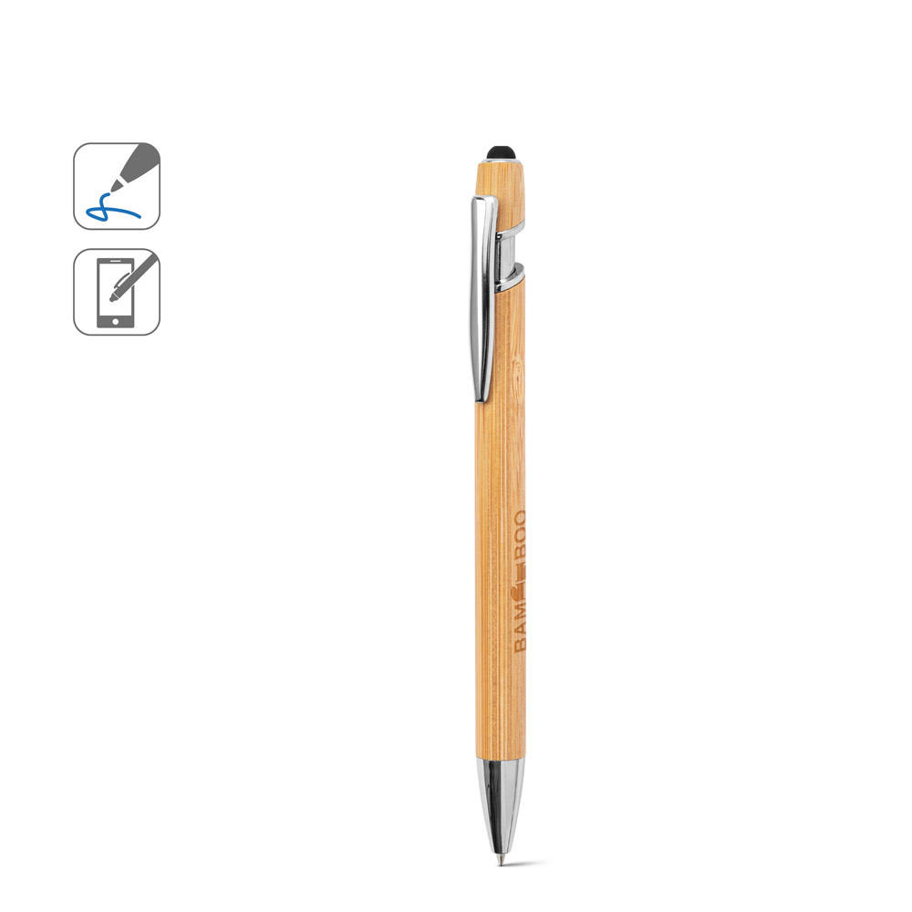NEIL BAMBOO. Bamboo ballpoint with chrome-plated aluminium details