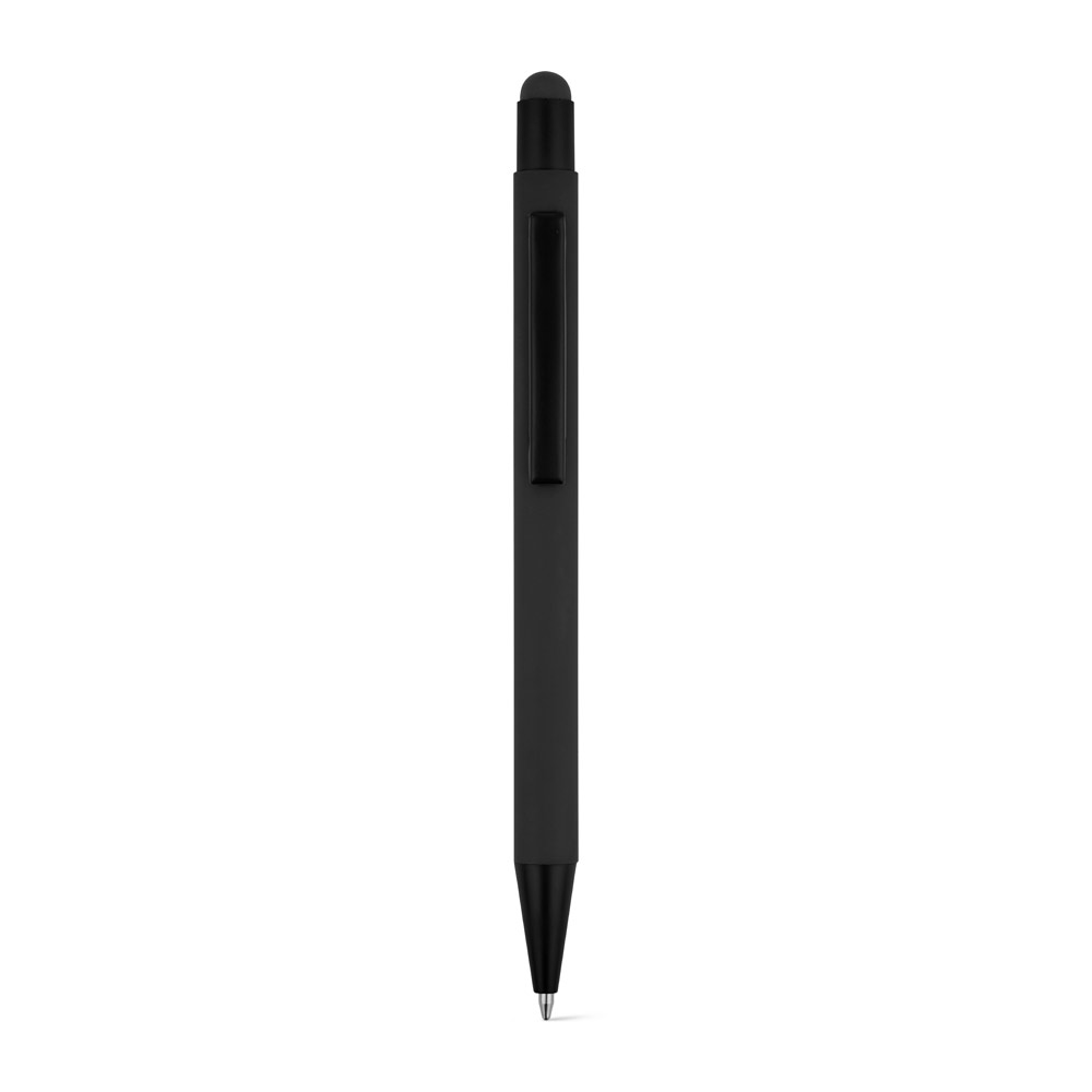CLINT TOUCH. Ballpoint pen with a modern design made from recycled aluminum (100% rAL), with a rubber finish