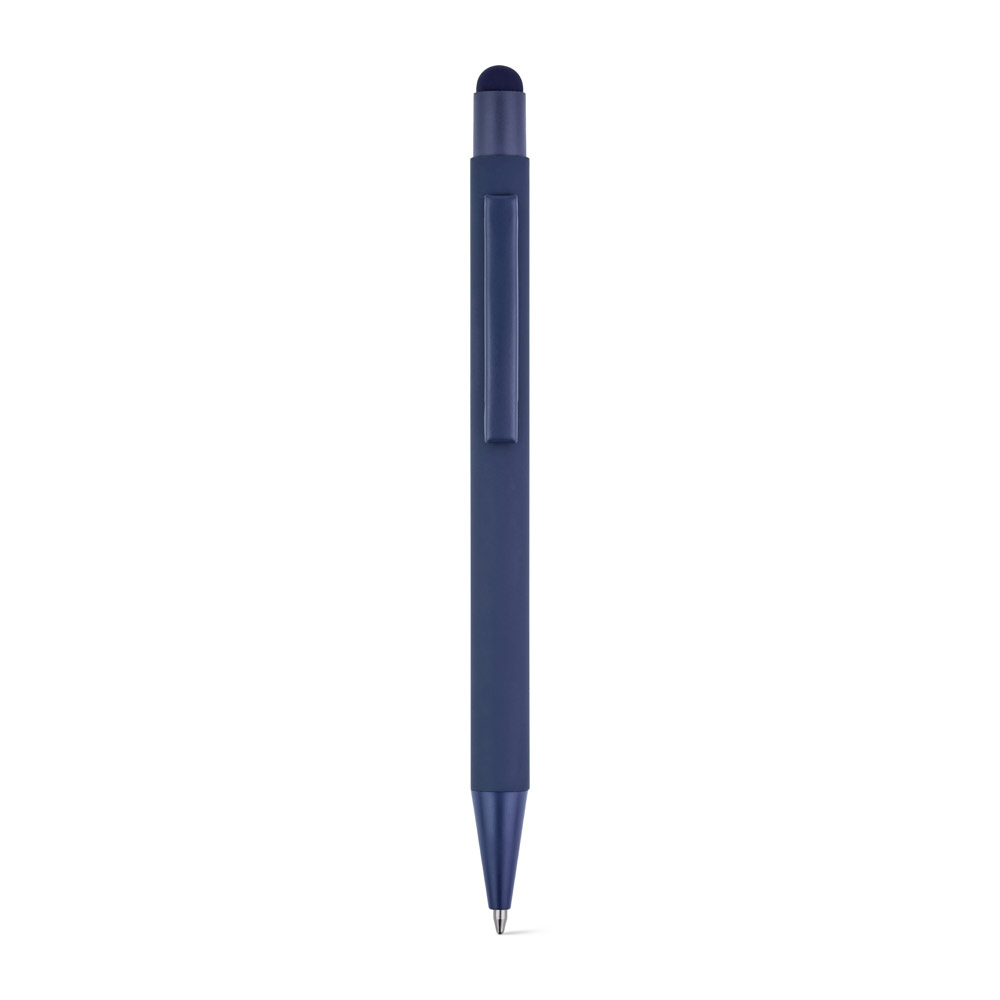 CLINT TOUCH. Ballpoint pen with a modern design made from recycled aluminum (100% rAL), with a rubber finish