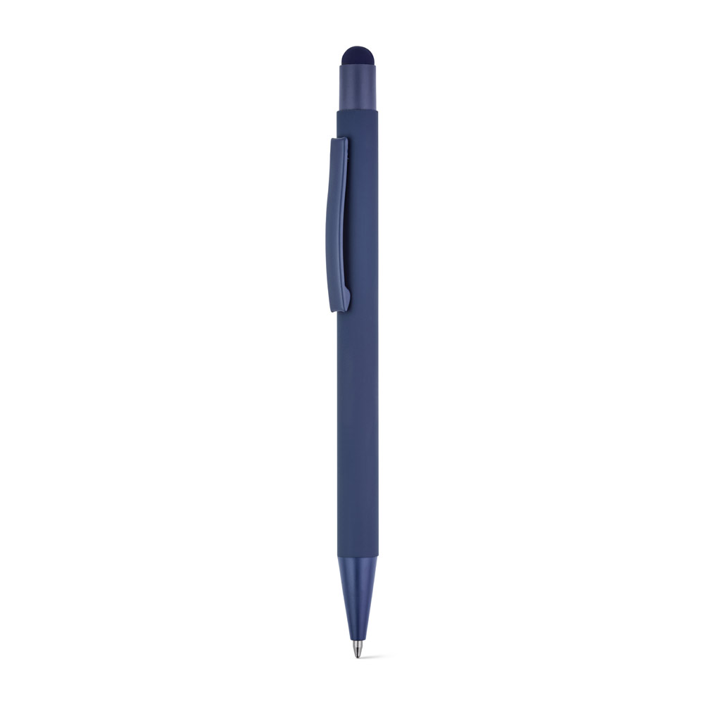 CLINT TOUCH. Ballpoint pen with a modern design made from recycled aluminum (100% rAL), with a rubber finish