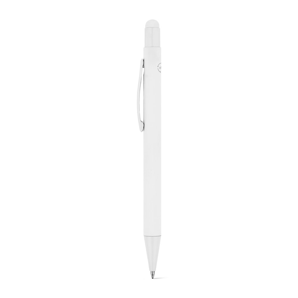 CLINT TOUCH. Ballpoint pen with a modern design made from recycled aluminum (100% rAL), with a rubber finish