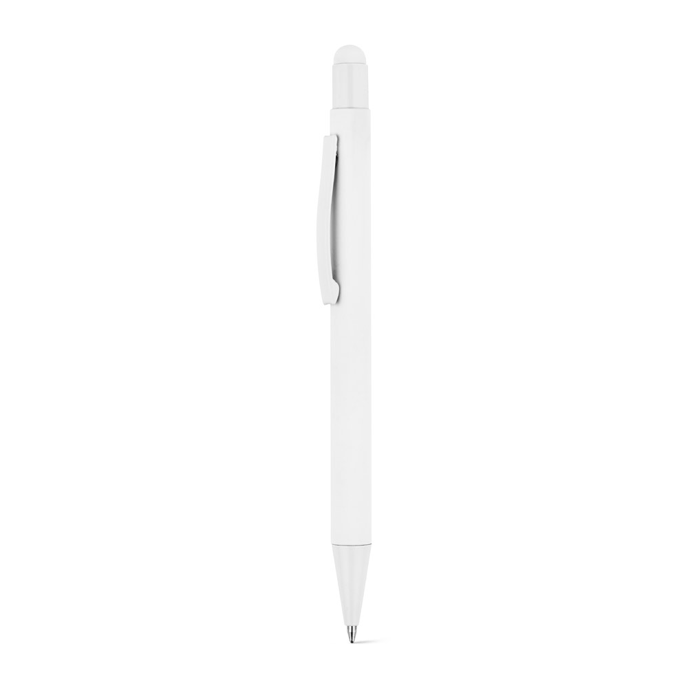 CLINT TOUCH. Ballpoint pen with a modern design made from recycled aluminum (100% rAL), with a rubber finish