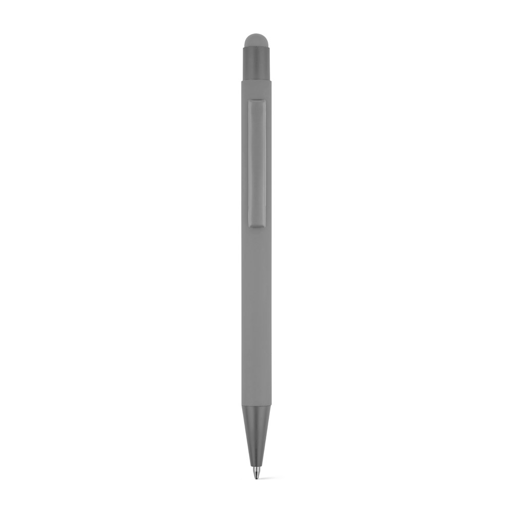 CLINT TOUCH. Ballpoint pen with a modern design made from recycled aluminum (100% rAL), with a rubber finish