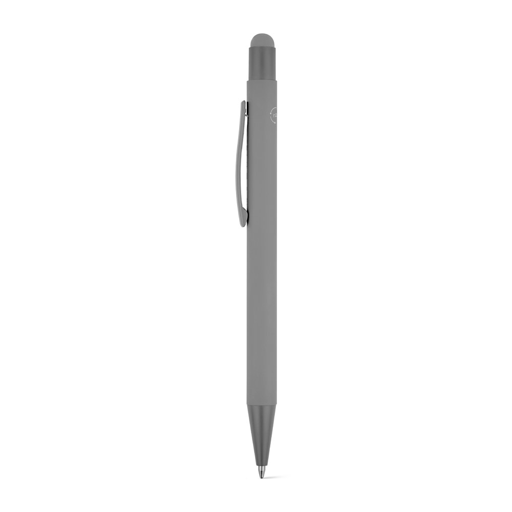 CLINT TOUCH. Ballpoint pen with a modern design made from recycled aluminum (100% rAL), with a rubber finish