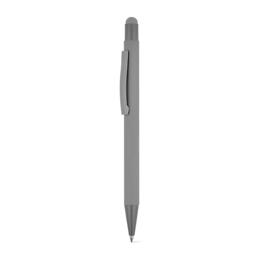 CLINT TOUCH. Ballpoint pen with a modern design made from recycled aluminum (100% rAL), with a rubber finish