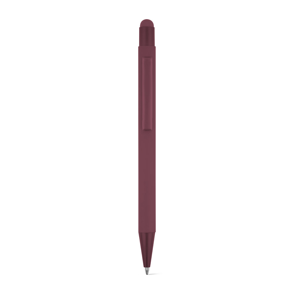 CLINT TOUCH. Ballpoint pen with a modern design made from recycled aluminum (100% rAL), with a rubber finish