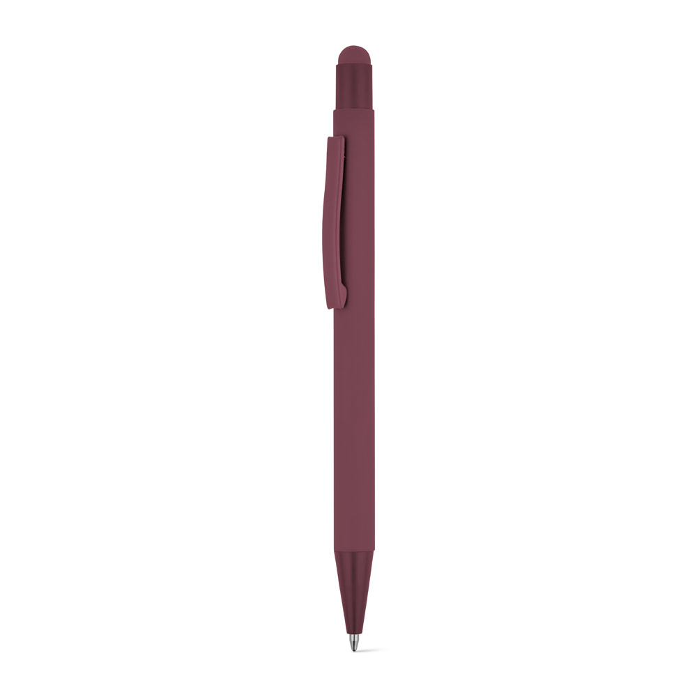 CLINT TOUCH. Ballpoint pen with a modern design made from recycled aluminum (100% rAL), with a rubber finish
