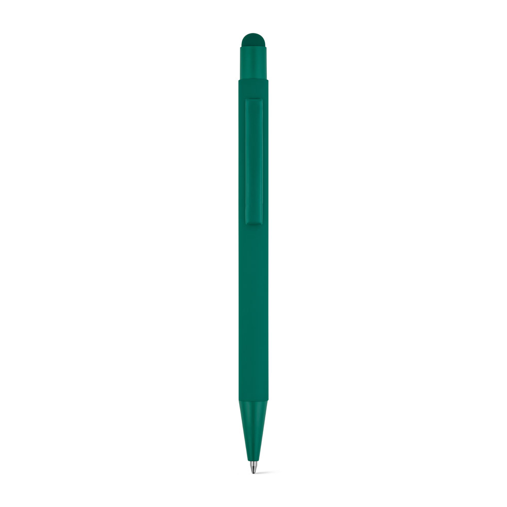CLINT TOUCH. Ballpoint pen with a modern design made from recycled aluminum (100% rAL), with a rubber finish