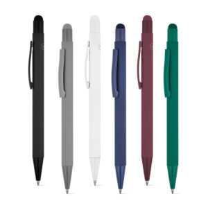 CLINT TOUCH. Ballpoint pen with a modern design made from recycled aluminum (100% rAL), with a rubber finish