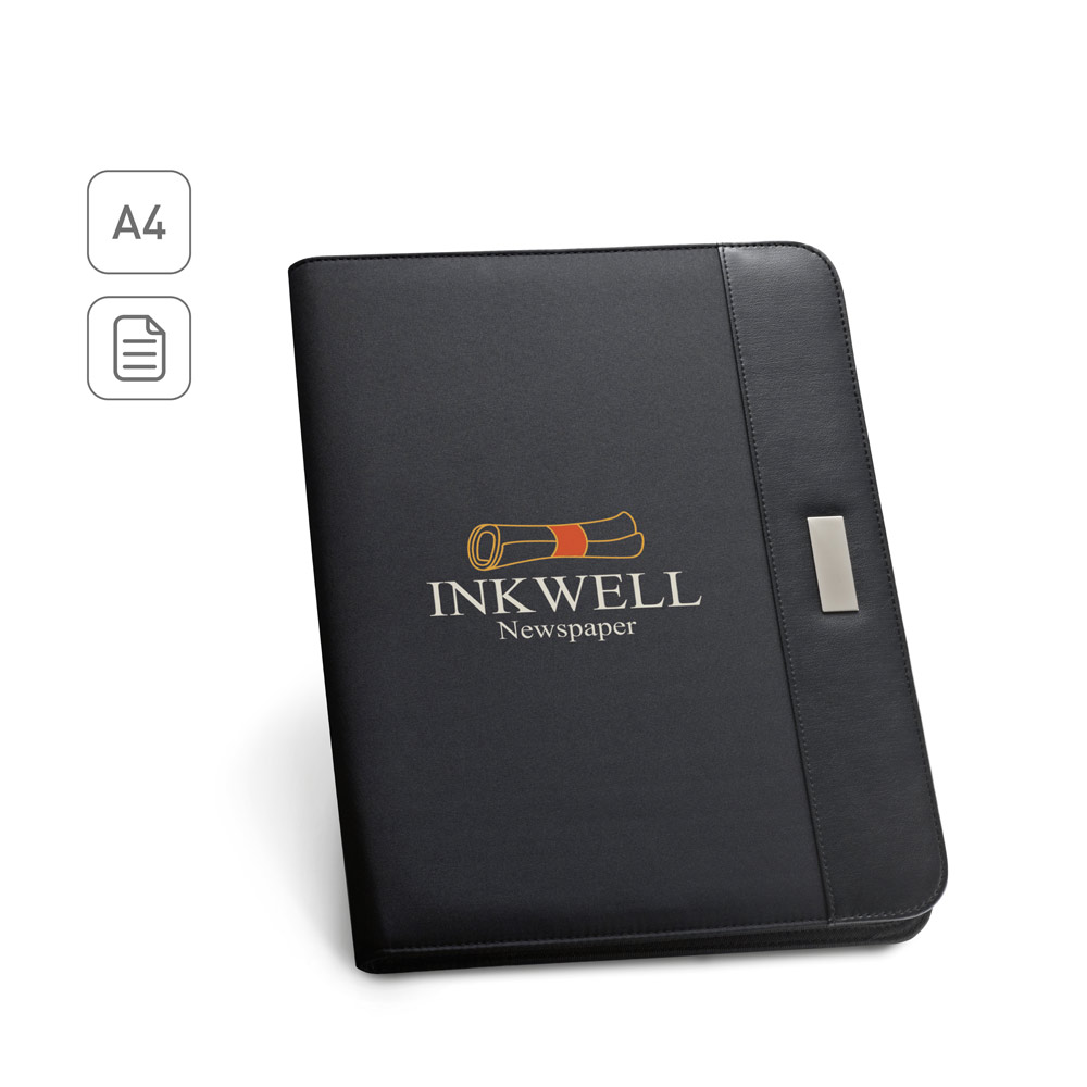 PASZO. PU and microfibre A4 folder with lined pages