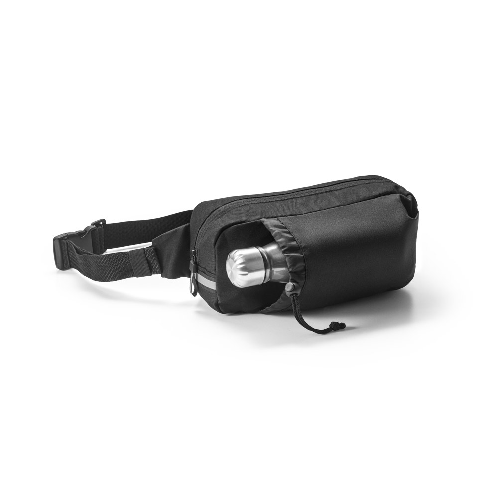 DELFOS POUCH. 300D recycled polyester and 600D recycled polyester waist bag with reflective elements