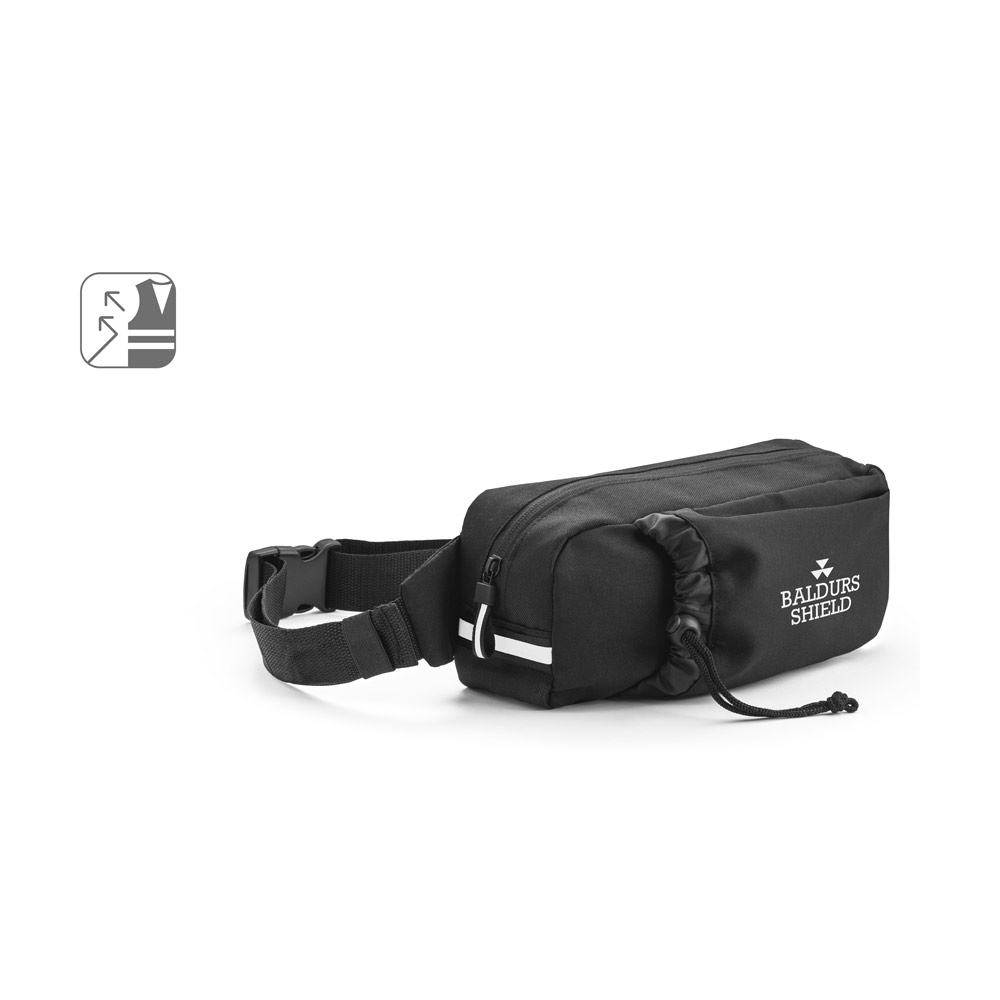 DELFOS POUCH. 300D recycled polyester and 600D recycled polyester waist bag with reflective elements
