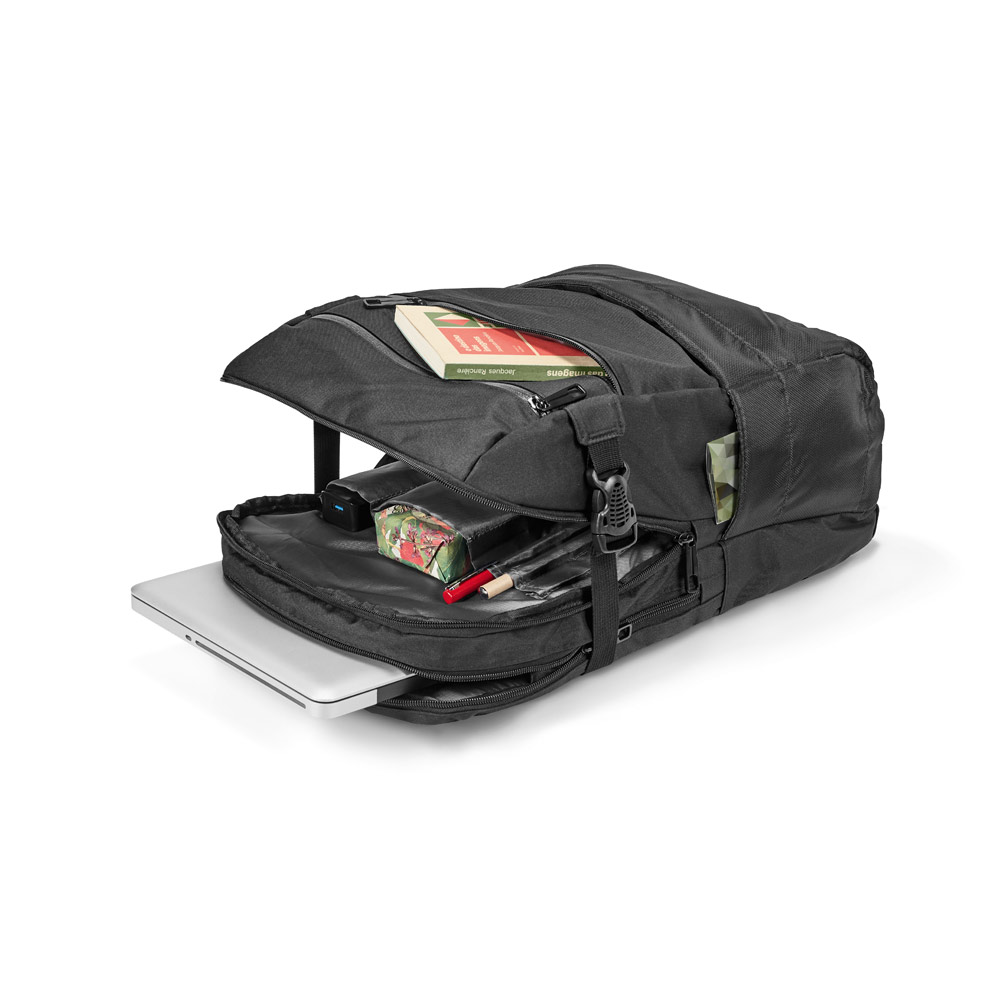ZIPPERS BPACK. 15'6" Laptop backpack in 300D polyester and 840D jacquard