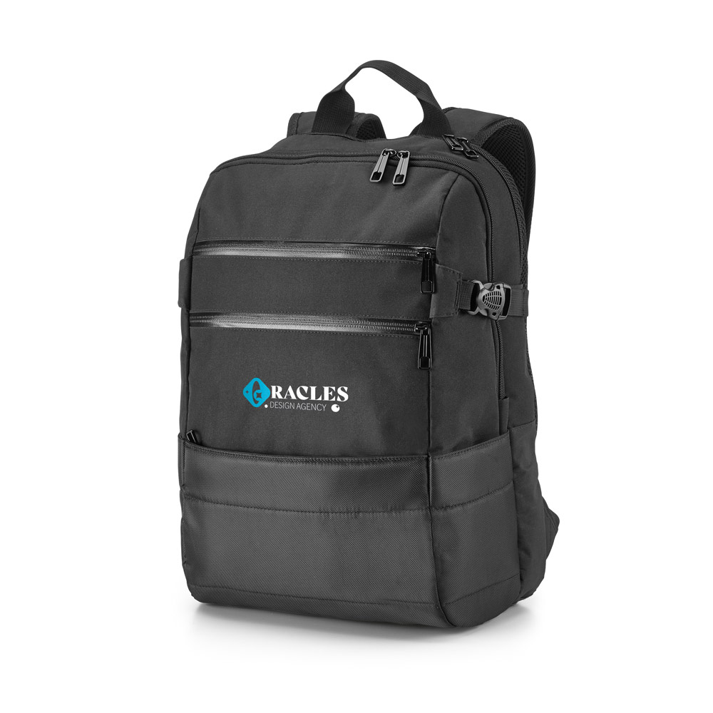 ZIPPERS BPACK. 15'6" Laptop backpack in 300D polyester and 840D jacquard