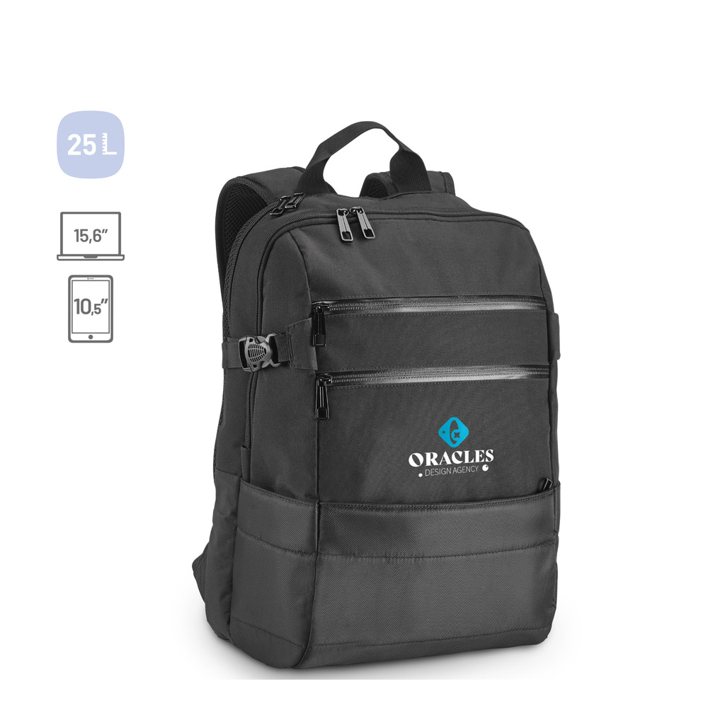 ZIPPERS BPACK. 15'6" Laptop backpack in 300D polyester and 840D jacquard