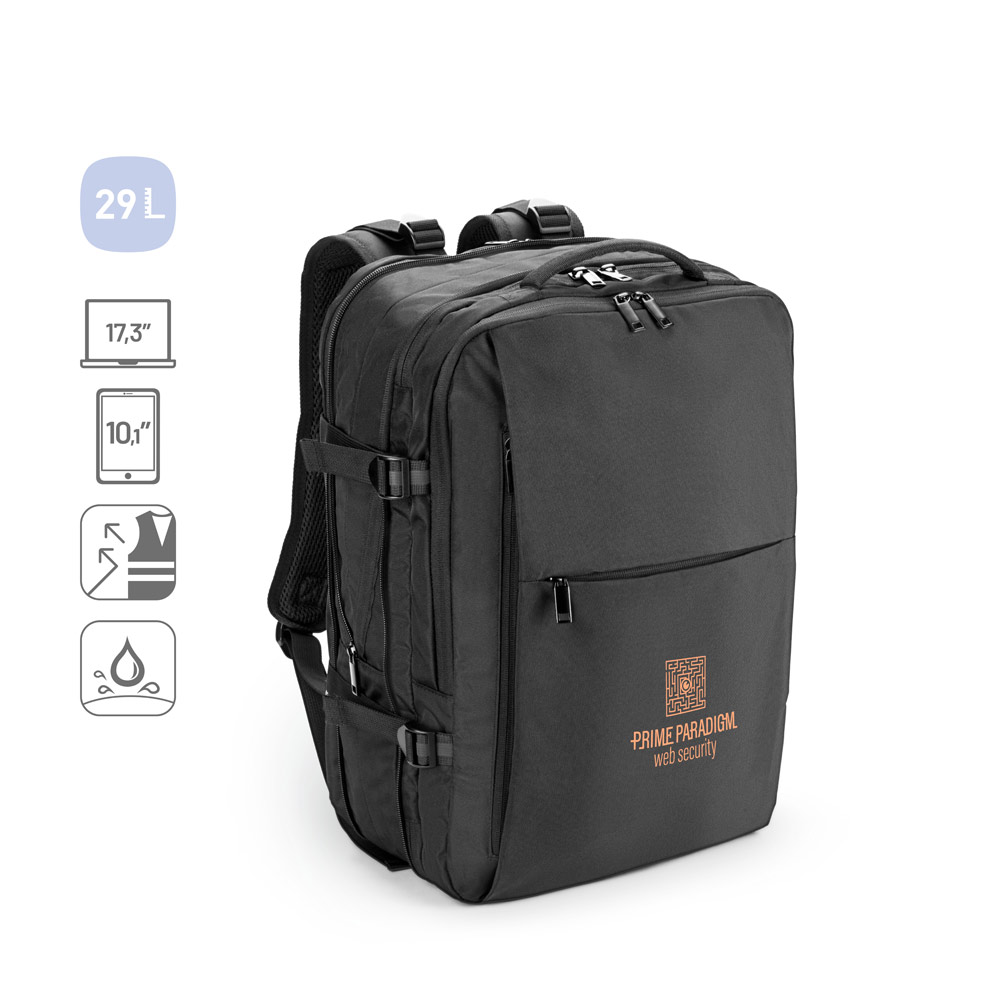 DALLAS. High-density recycled 600D polyester travel backpack for 17'3" laptop