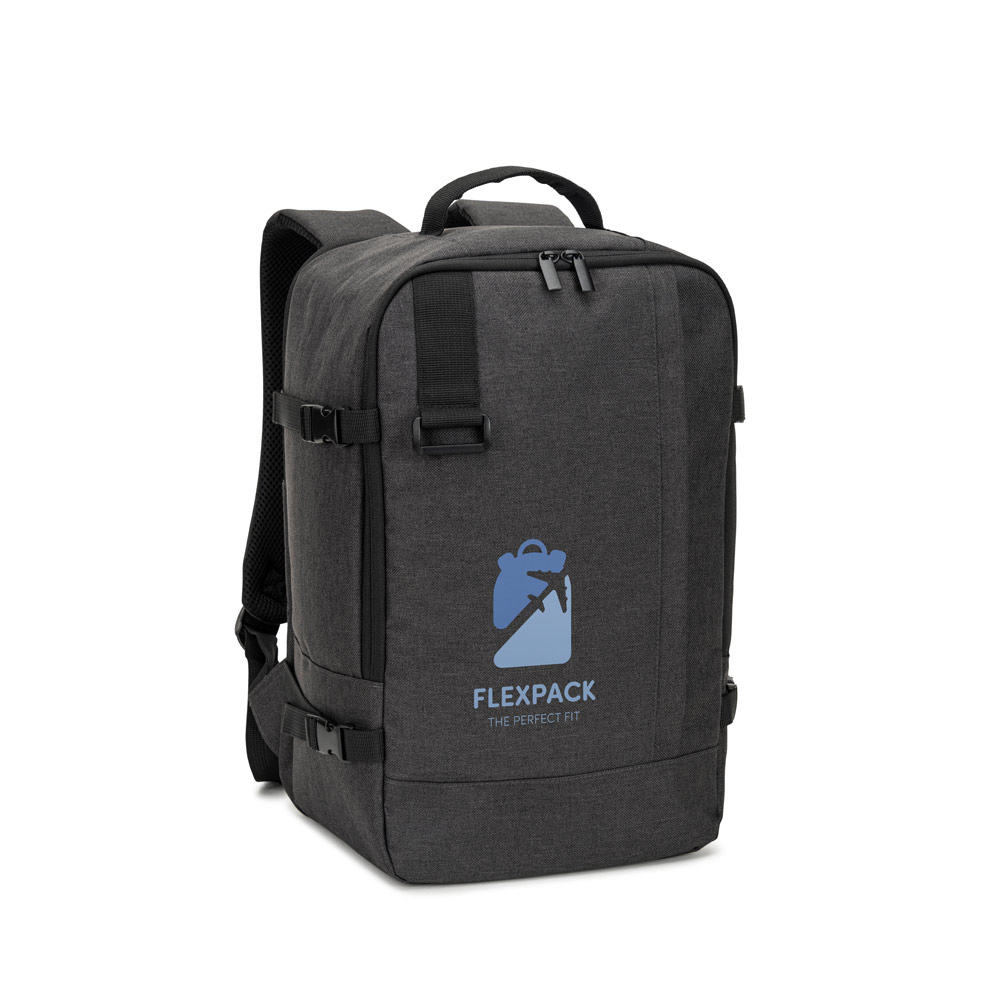 CIES. Backpack made from high-density 600D recycled polyester, meeting airline size requirements