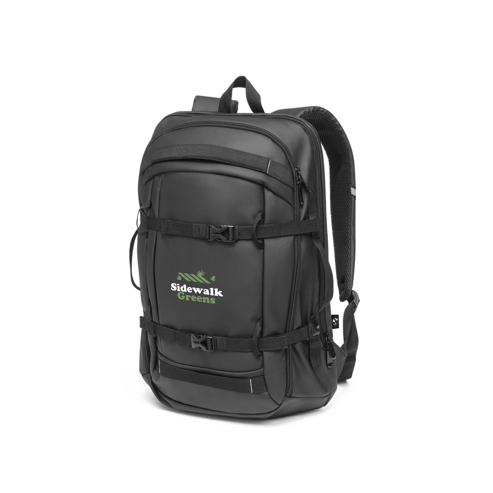 KAMPALA. Laptop backpack in 900D, high-density recycled polyester, with water-resistant coating and 210D recycled polyester lining 17'3"