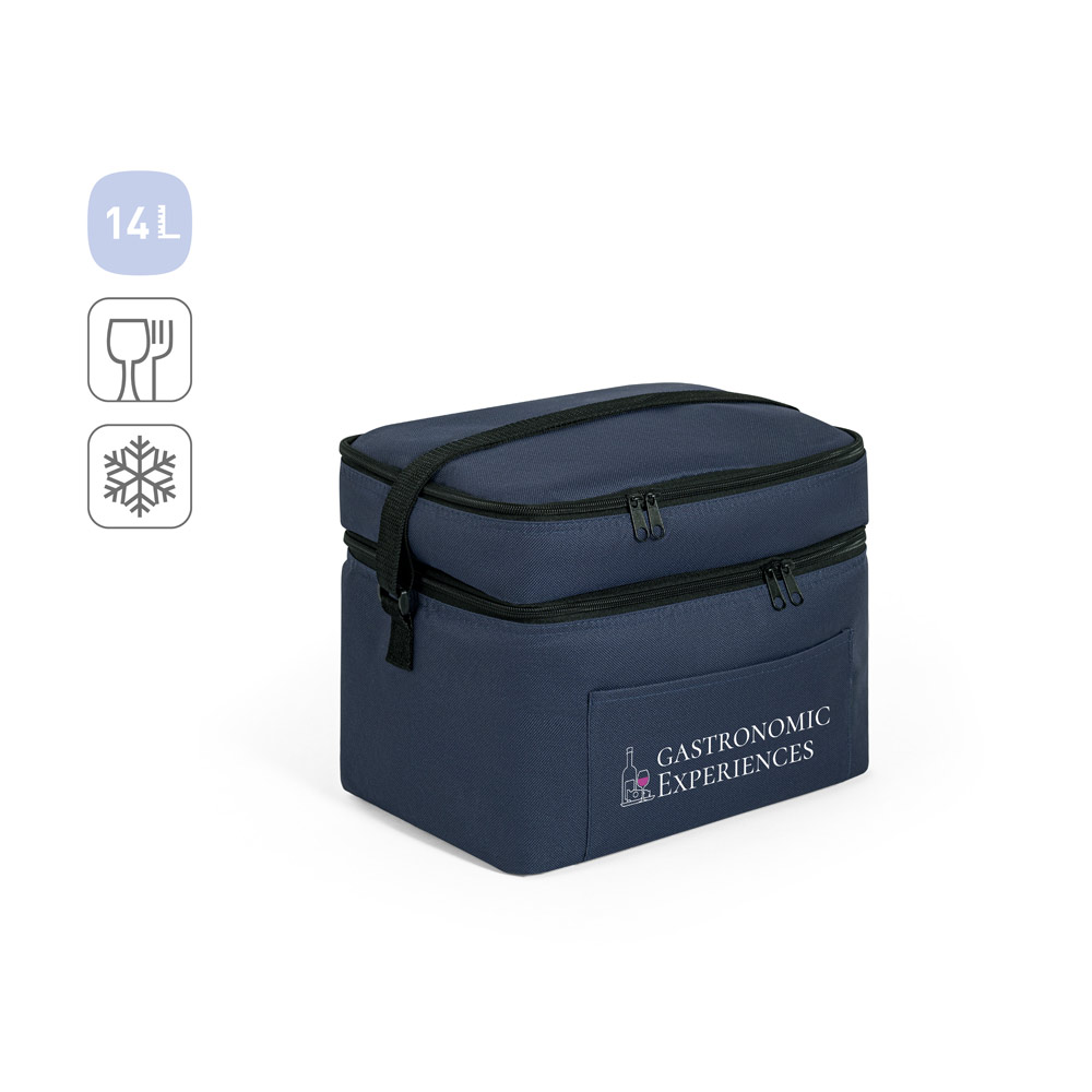 CANCUN LARGE. Thermal bag in 600D, recycled polyester, with adjustable webbing strap 14 L