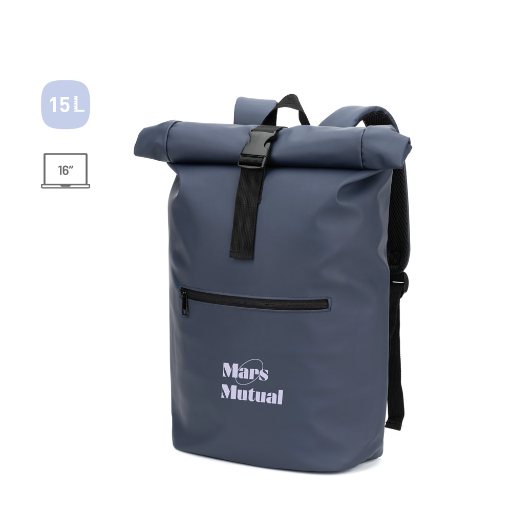 PORTLAND. The PU roll top backpack with a 16" laptop pocket