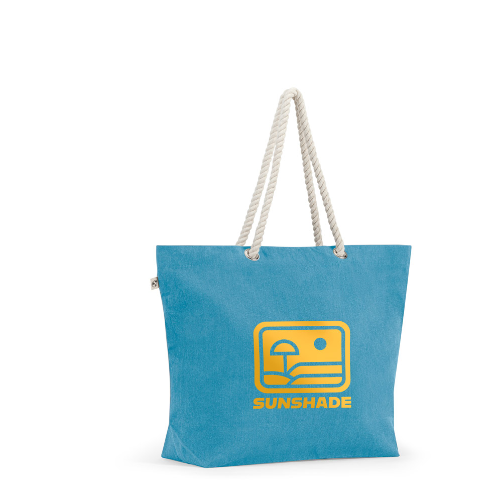 ATHENS. Beach bag in recycled cotton (70%) and recycled polyester (30%) (220 g/m²)