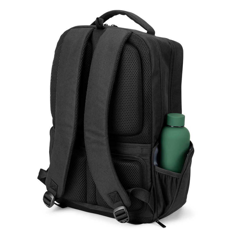 COPENHAGEN. Water-repellent recycled twill backpack with two large front pockets 17'3"