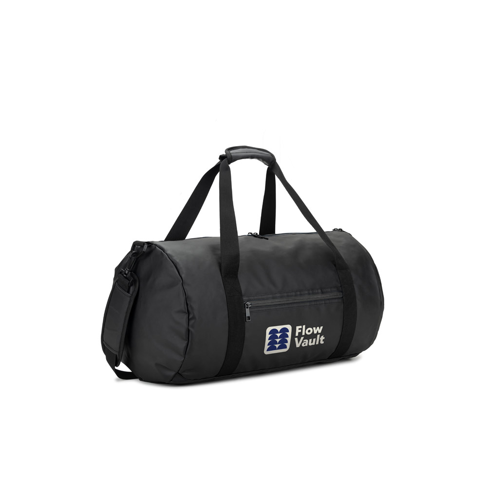 OSASCO SPORT. Cylindrical sports bag in high-density 600D recycled polyester with side compartment for shoes