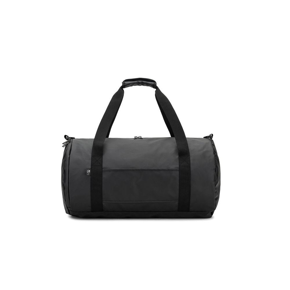 OSASCO SPORT. Cylindrical sports bag in high-density 600D recycled polyester with side compartment for shoes