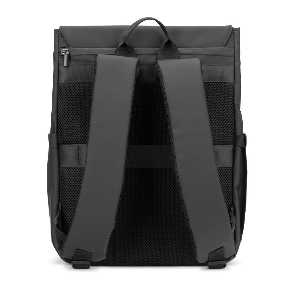 AZORES BAG. PU laptop rucksack (16"), with a flap covering all compartments