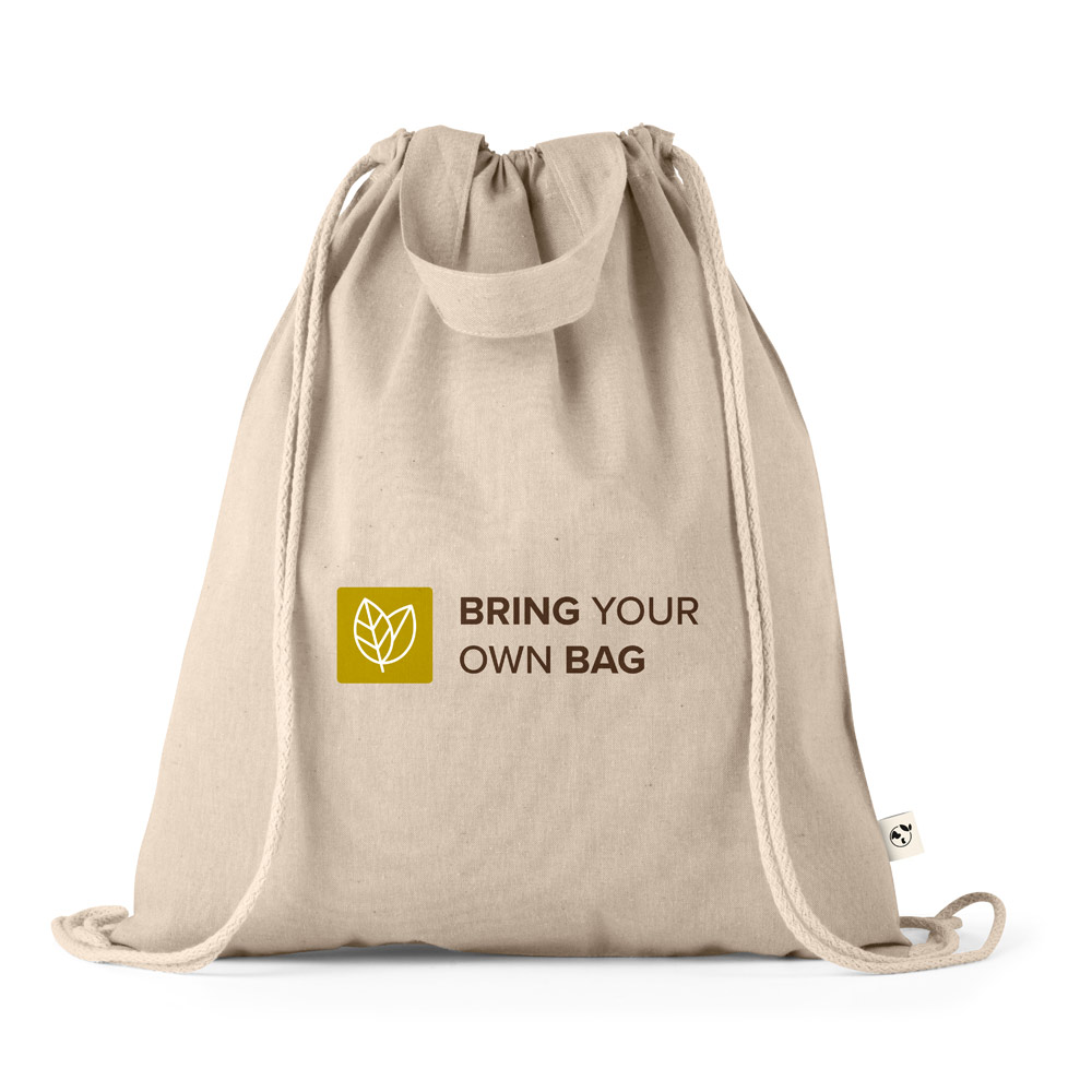 RISSANI. Drawstring bag with recycled cotton (70%) and polyester (30% rPET) (140 g/m²)