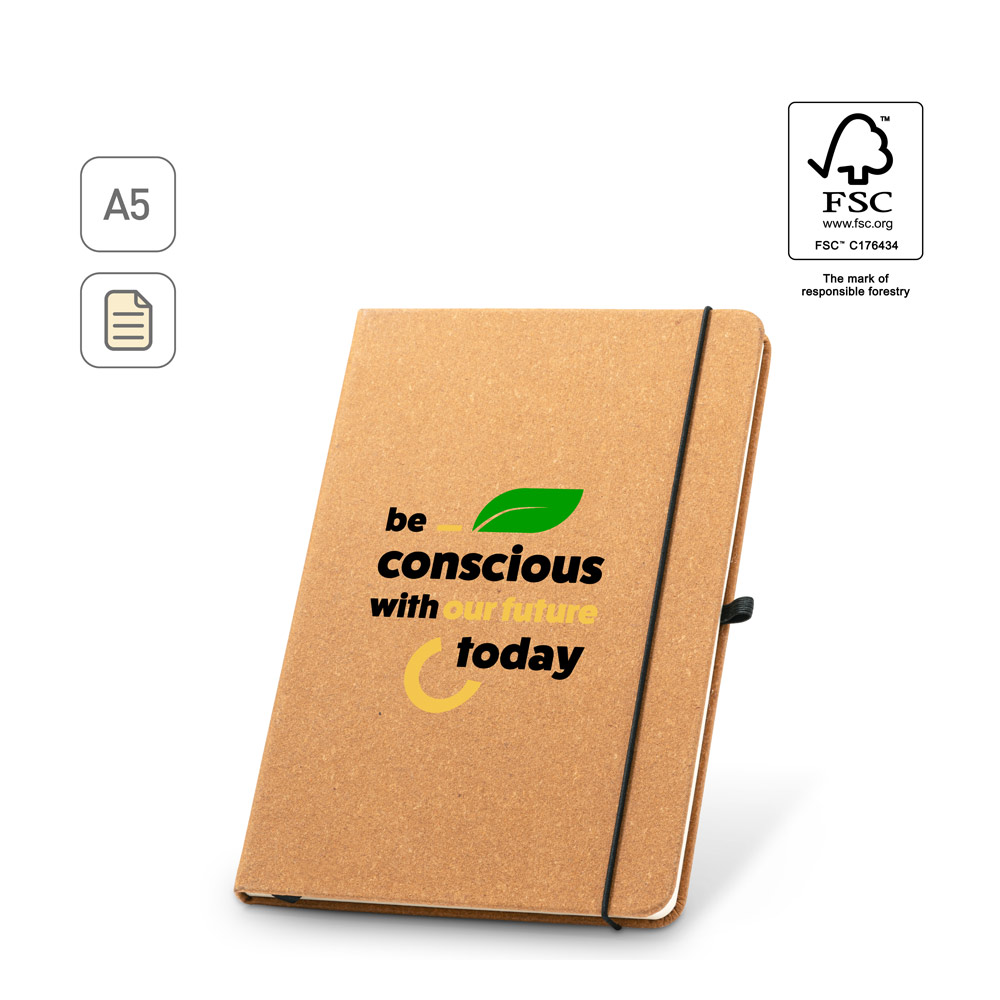MATISSE. A5 notebook with rigid cover in leather (70% recycled) with lined sheets