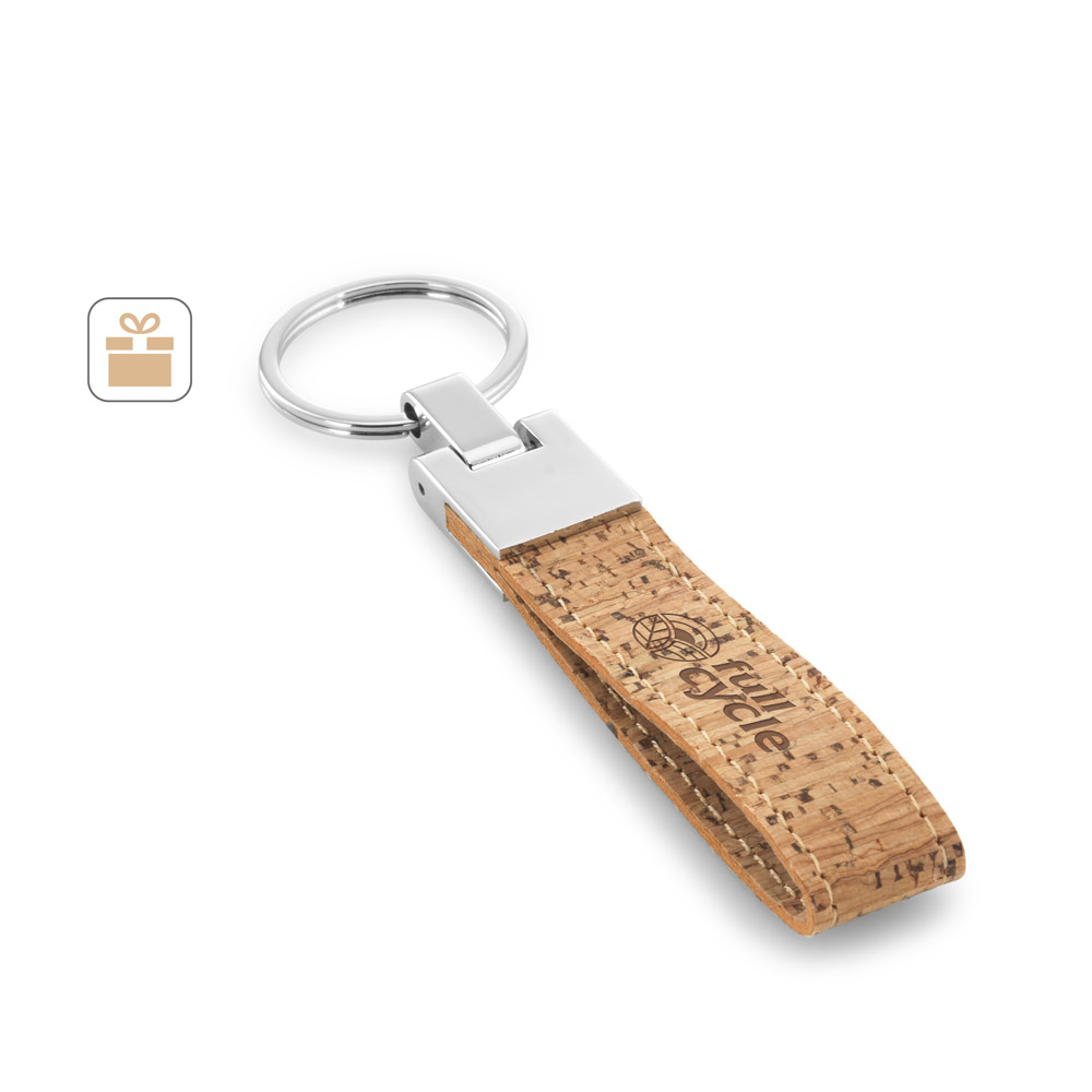CORKS. Cork and metal keyring