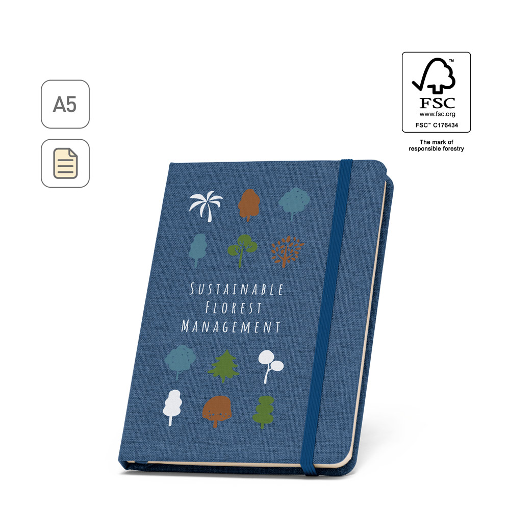 BOYD. A5 notebook in recycled polyester (100% rPET) with lined sheets