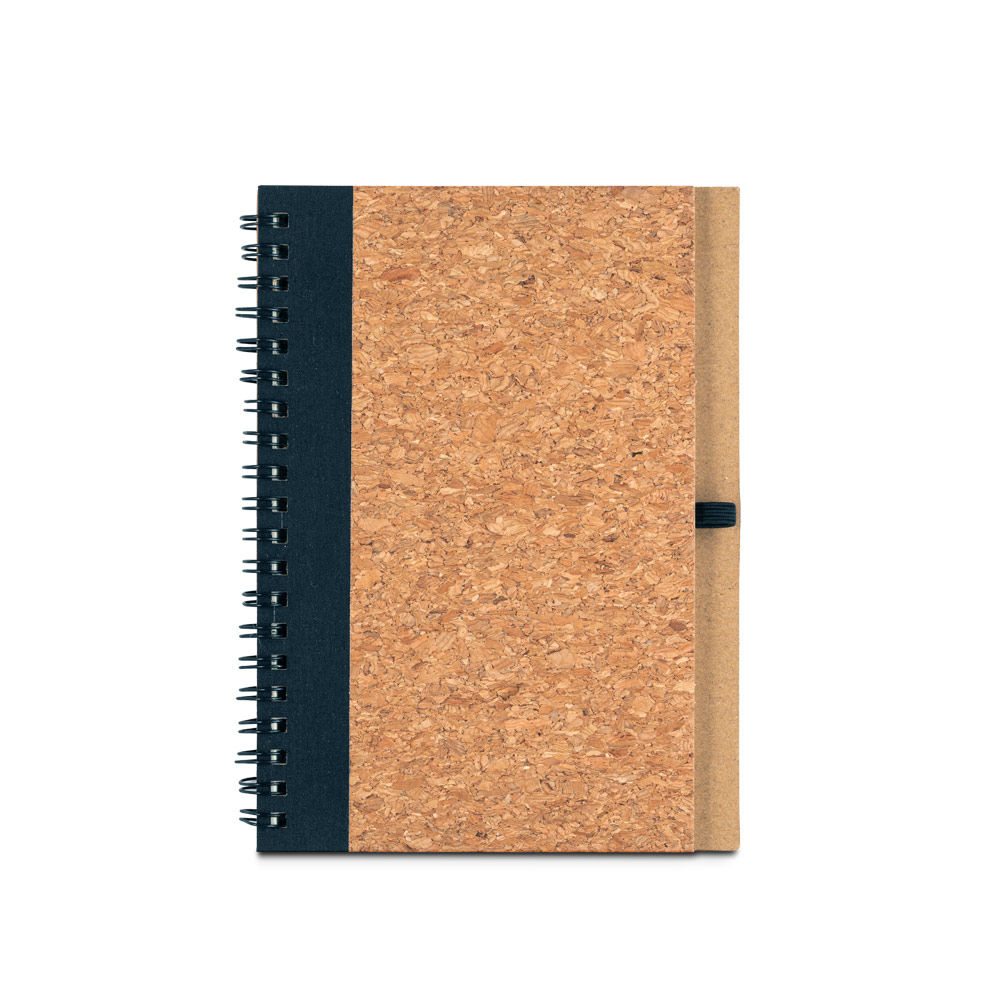 VICENTE. B6 notebook in cork and recycled polyester (100% rPET) with ballpoint pen
