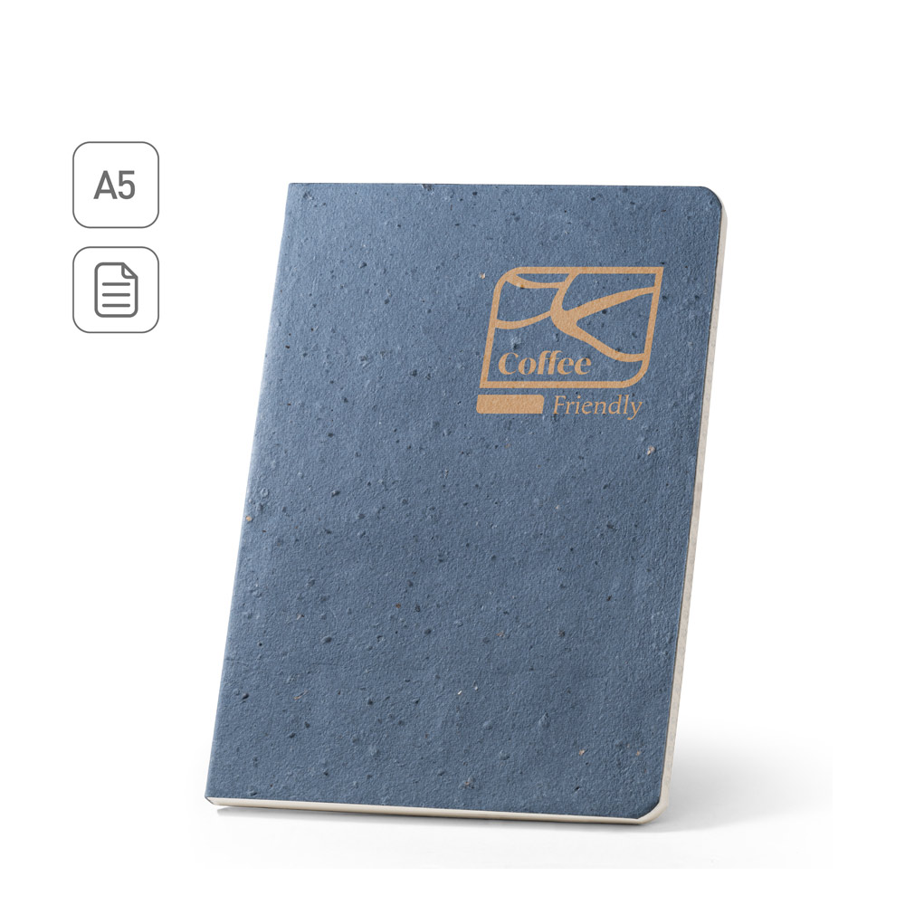COFFEEPAD SEMI-RIGID. A5 notepad with semi-rigid cover made from coffee husk waste (65%)
