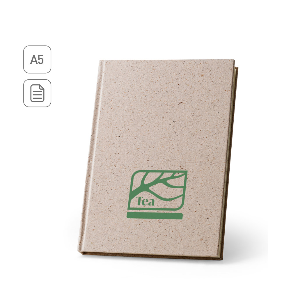 TEAPAD RIGID. A5 notepad with hard cover made from tea leafs waste (65%)