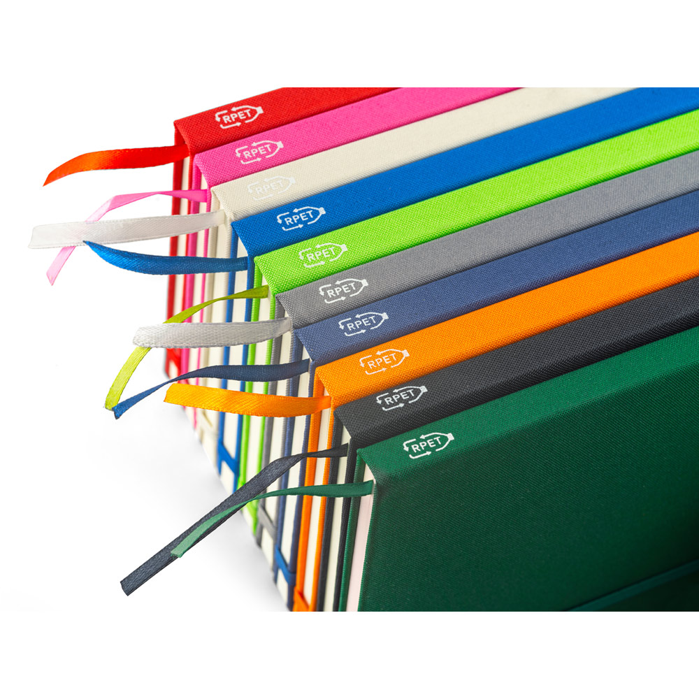 ANNE. A5 notebook in recycled polyester (100% rPET) with lined pages