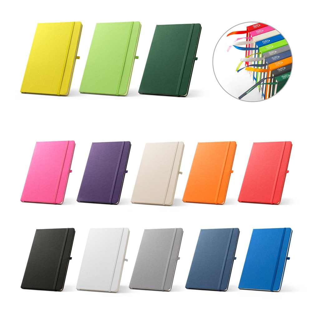 ANNE. A5 notebook in recycled polyester (100% rPET) with lined pages