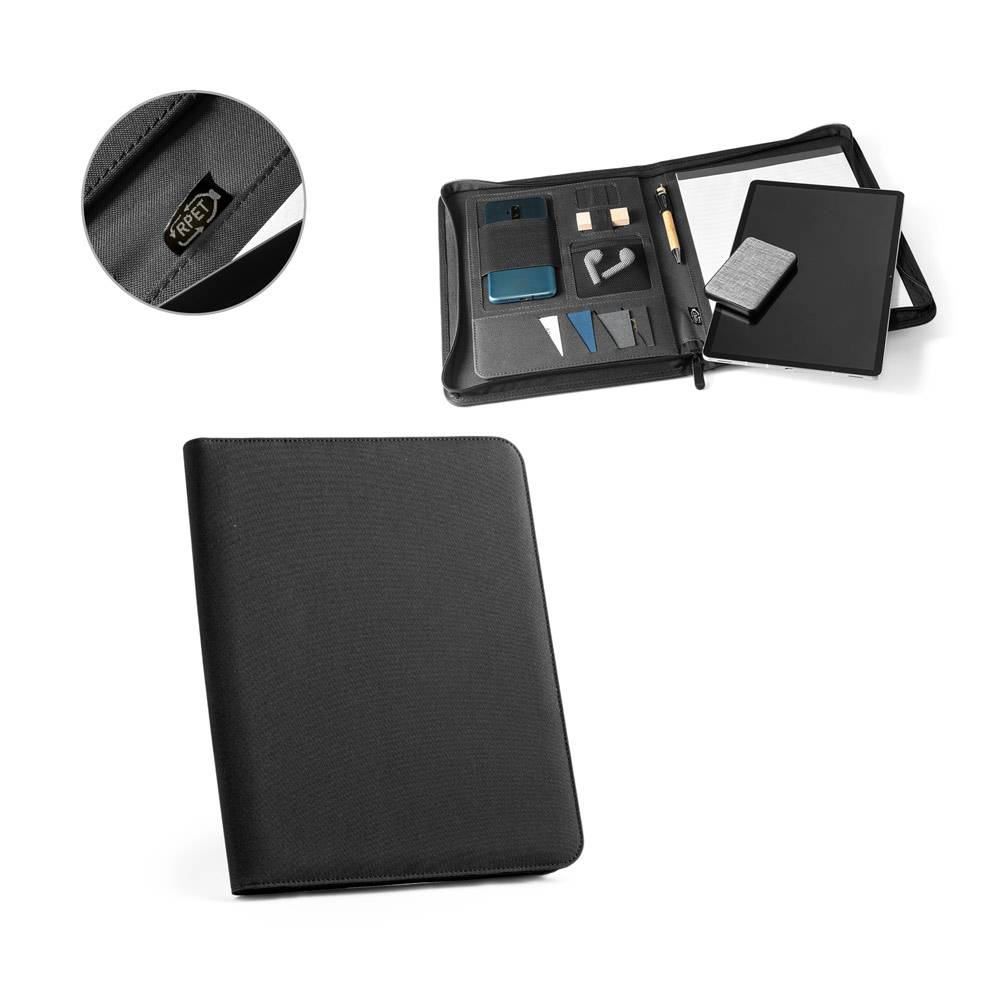 EMERGE FOLDER II. A4 folder in recycled polyester (100% rPET) 300D with zipper