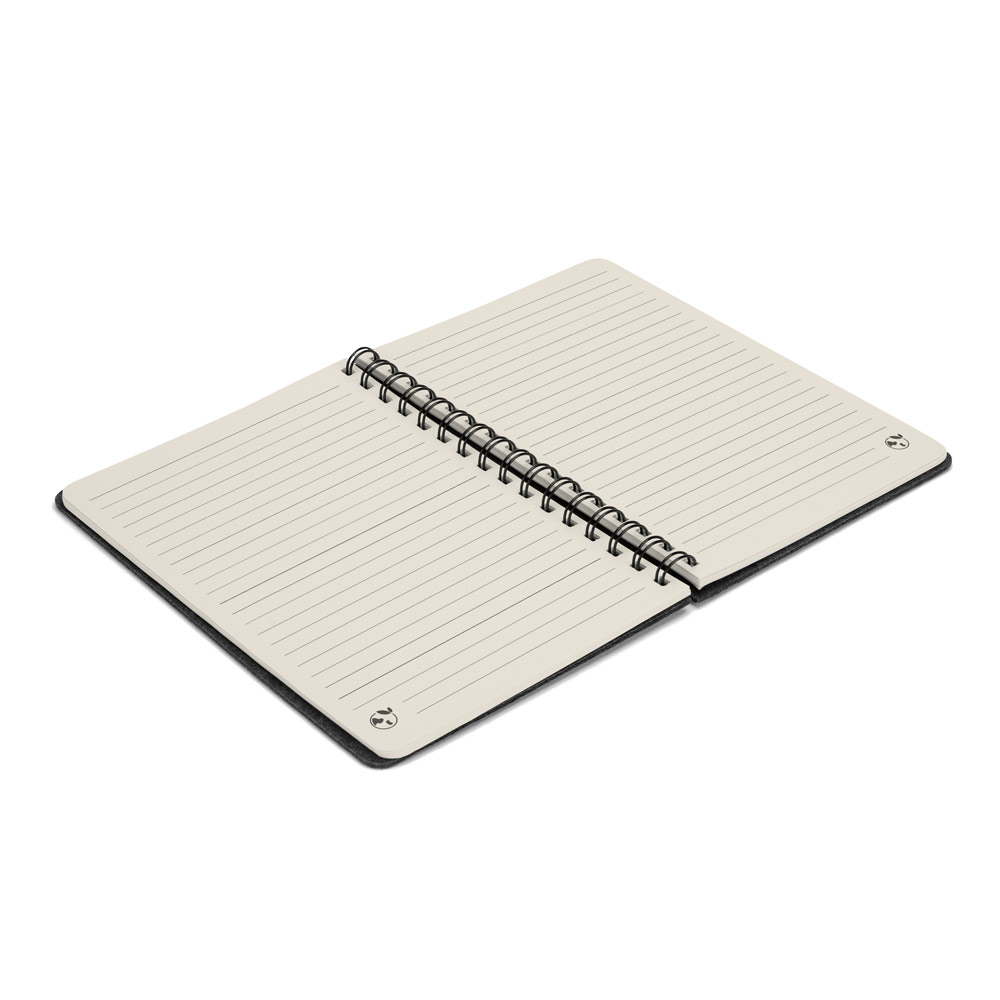 MISHIMA. A5 notebook with semi-hard cover in recycled felt (100% rPET) with rings and lined pages