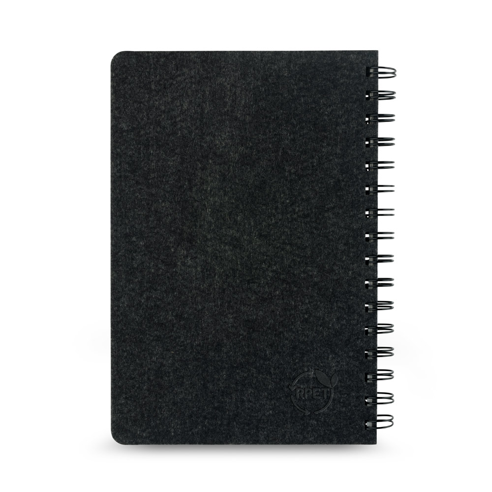 MISHIMA. A5 notebook with semi-hard cover in recycled felt (100% rPET) with rings and lined pages