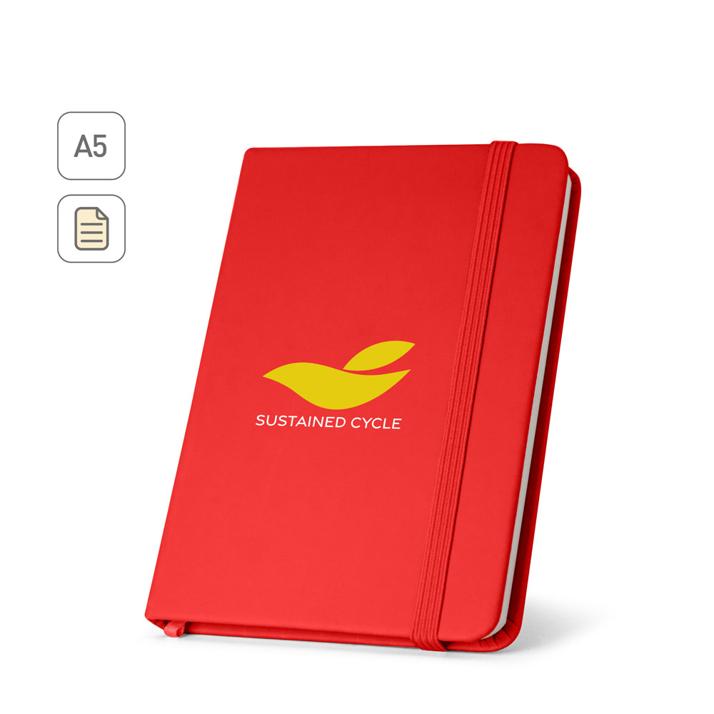 CAMPUS. A5 hardcover notebook in PU (35% recycled) with lined pages 100% recycled