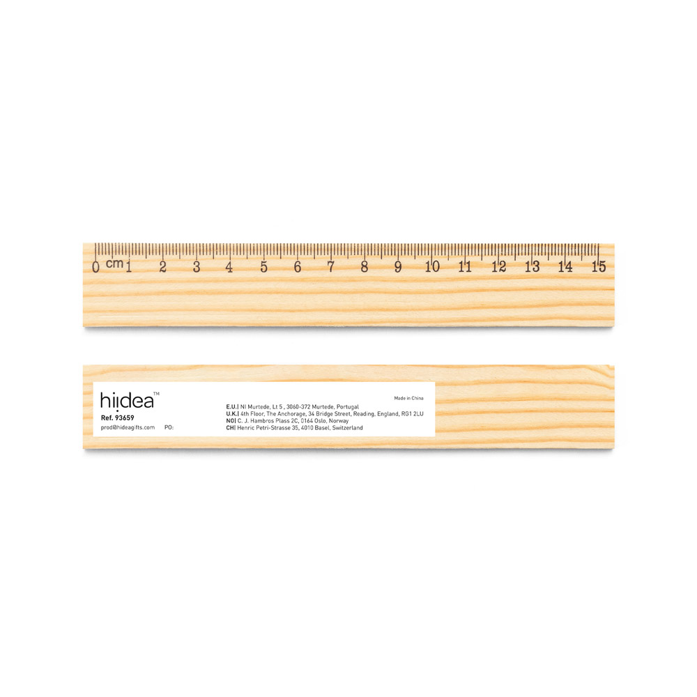 WESLEY 15. Pine wood ruler with 15 cm scale