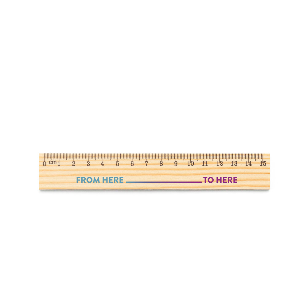 WESLEY 15. Pine wood ruler with 15 cm scale