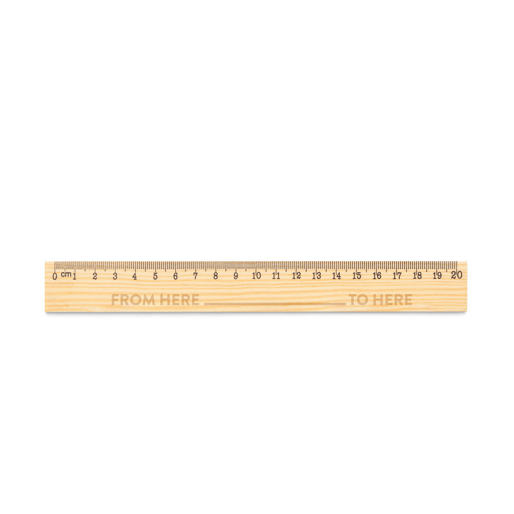 WESLEY 20. Pine wood ruler with 20 cm scale