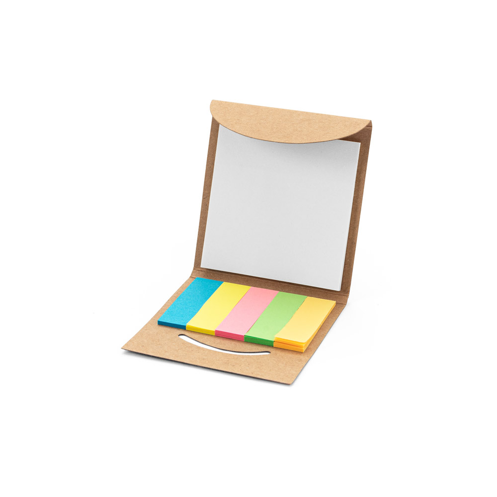 AINSLEY. 2-in-1 office set, made from 100% recycled paper, with 6 sticky notepads